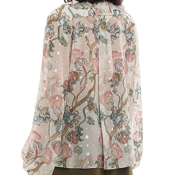 Chloe Floral Printed Blouse in Silk Lurex - Picture 5 of 16